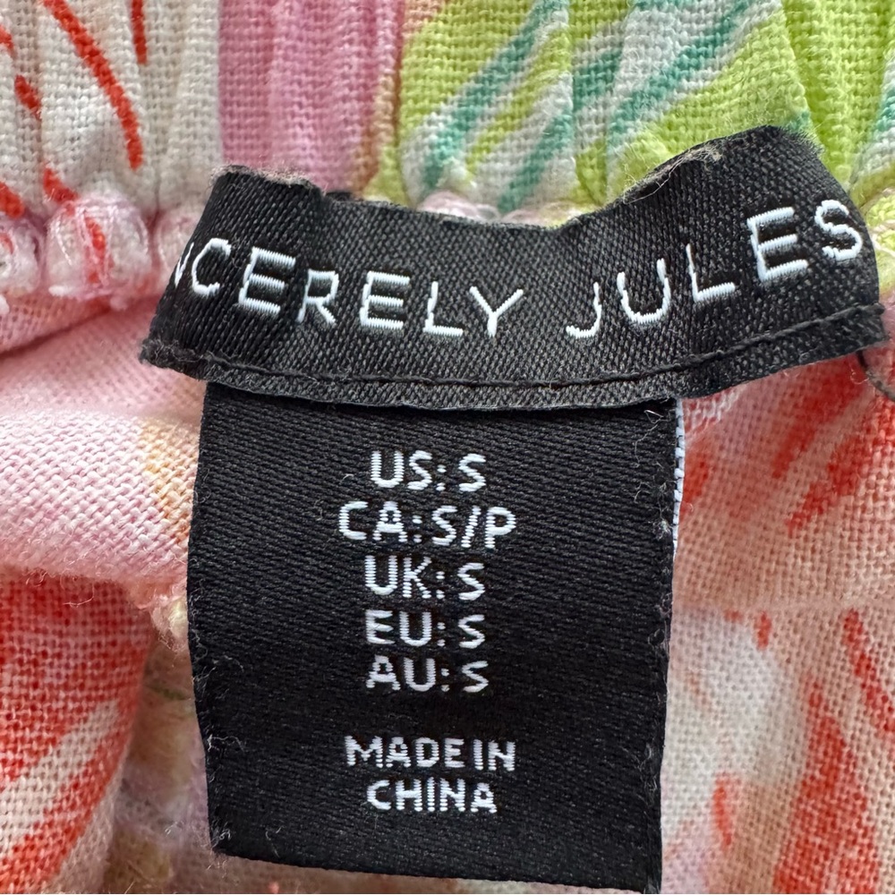 Sincerely Jules Multicolor Tropical Floral Pull On Linen Wide Leg Pants. Small - Picture 3 of 11